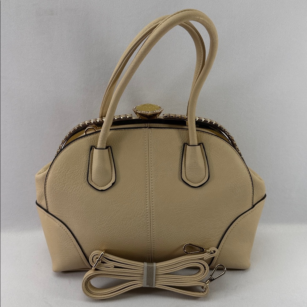 Elegant Rhinestone Large Diamond Kiss Lock Closure Handbag Crossbody Purse